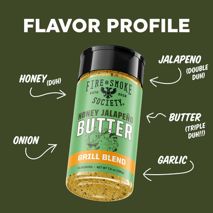Fire & Smoke Society Honey Jalapeno Butter Seasoning, 7 oz Mixed Spices & Seasonings