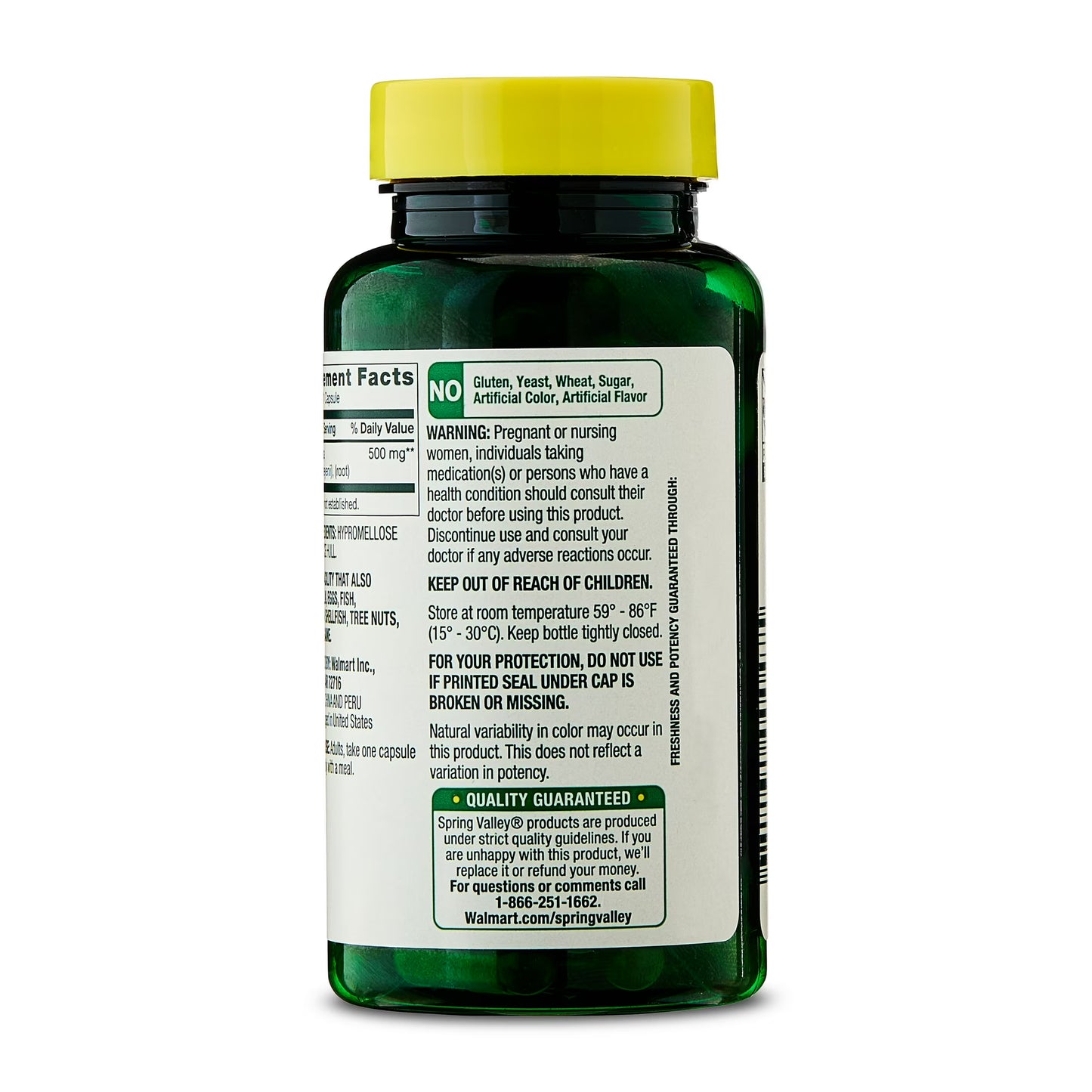 Spring Valley Maca Dietary Supplement Vegetarian Capsules for General Wellness, 500 mg, 90 Count