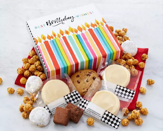 Wine Country Gift Baskets Birthday Wishes Gift Box - Cookies and Snacks