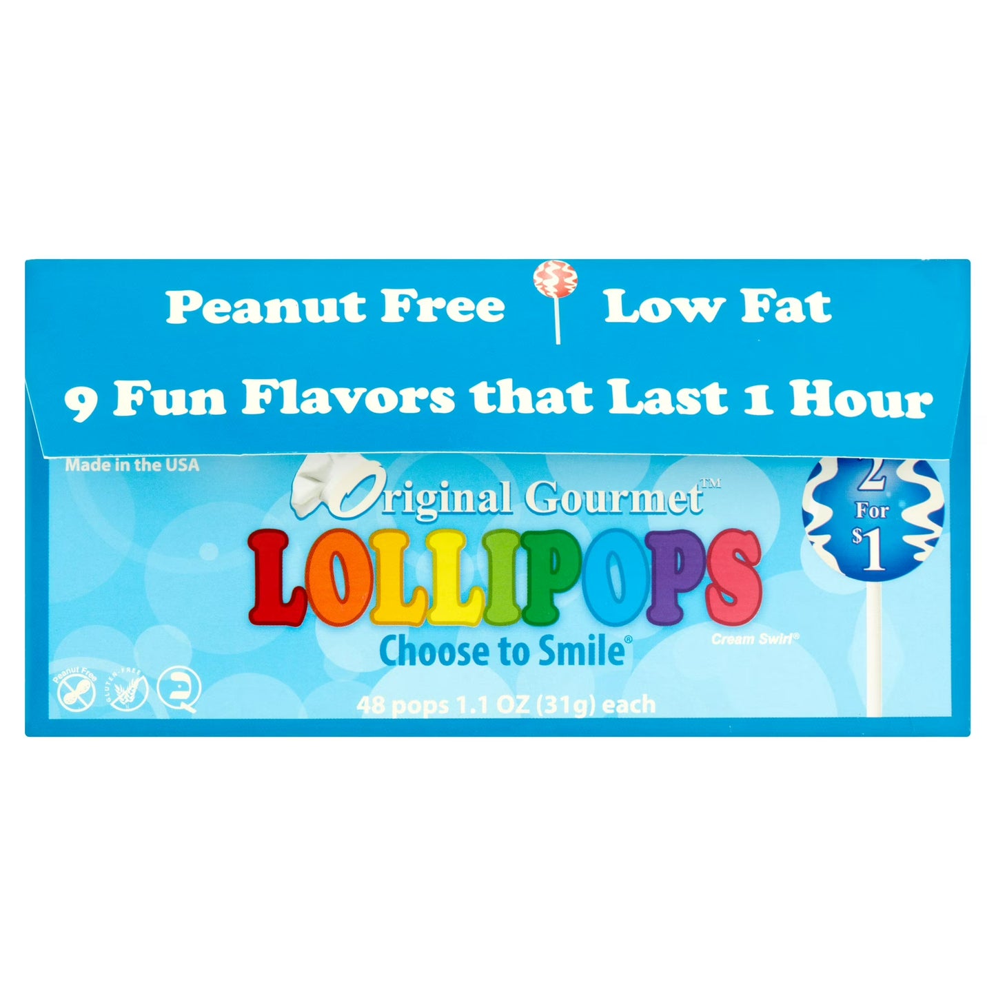 Original Gourmet Cream Swirl Lollipops, 1.1 oz, 48 count