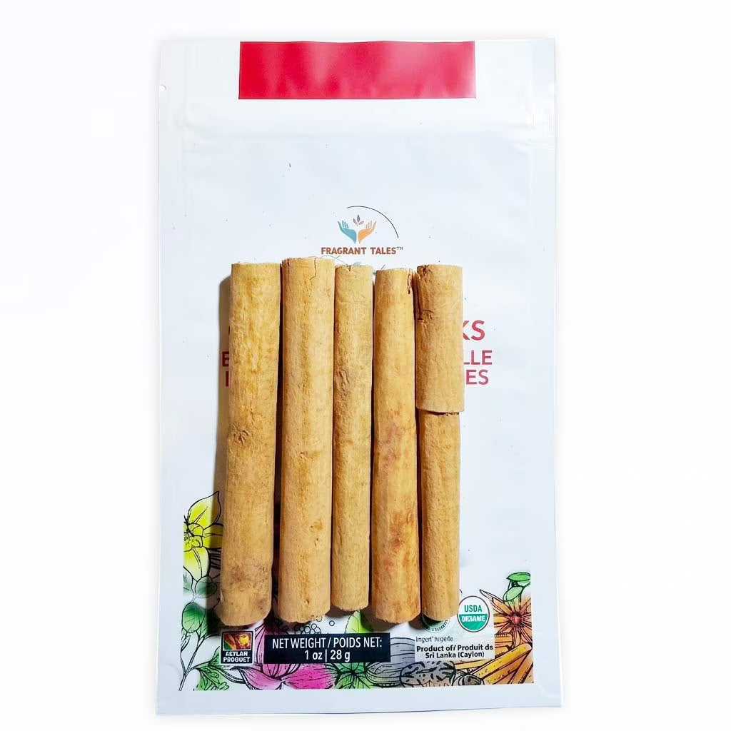 Premium Organic Ceylon Cinnamon Sticks - 1 oz (28g) 5–7 sticks, 4 inches each, True Ceylon, USDA Certified, Non-GMO, Gluten-Free, Pure Sri Lankan Cinnamon for Cooking & Baking