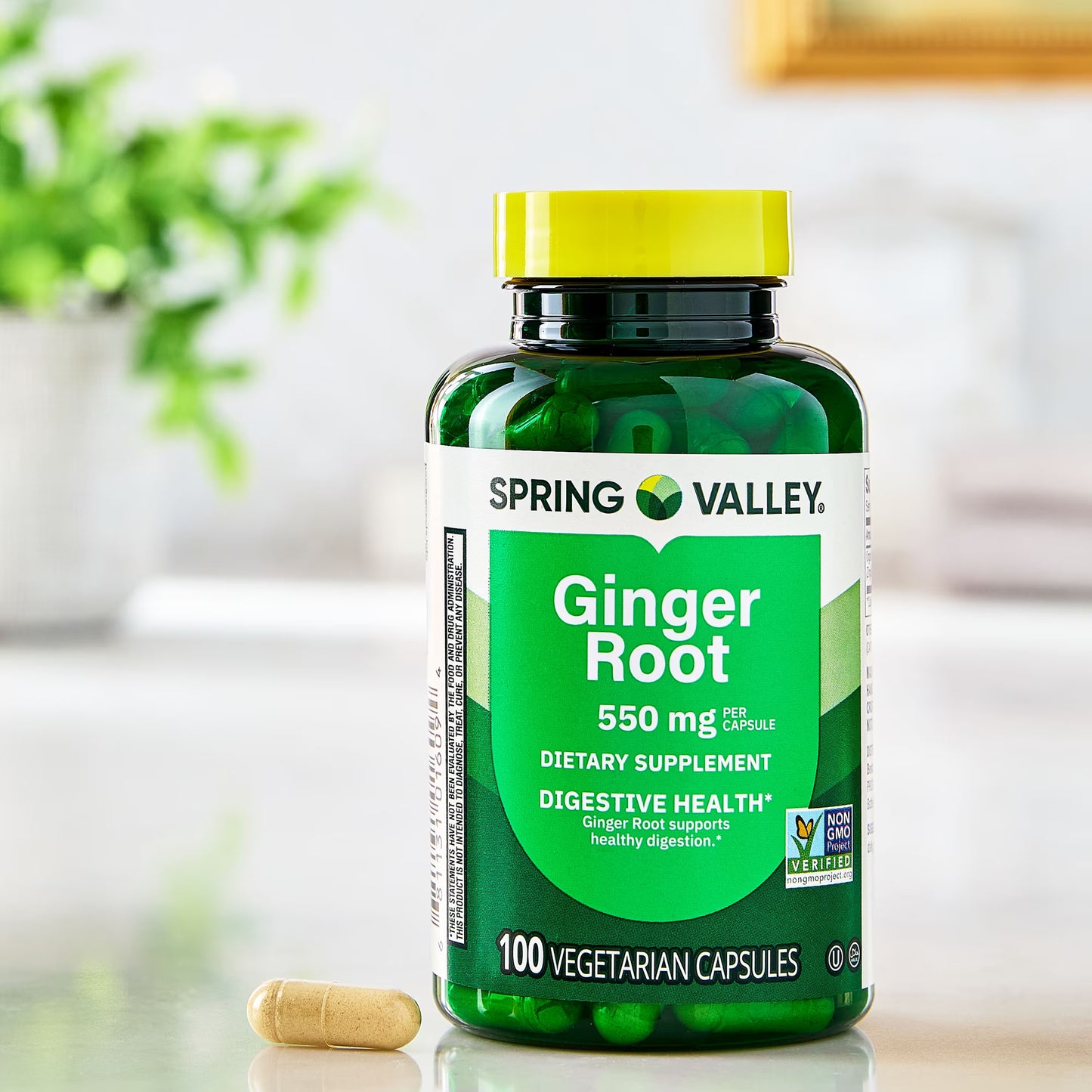 (2 pack) Spring Valley Ginger Root Dietary Supplement Capsules for Digestive Health, 550 mg, 100 Count