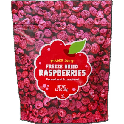 (2 packs) Trader Joe's Freeze Dried Raspberries Unsweetened Unsulfured Raspberry (2x1.2oz)