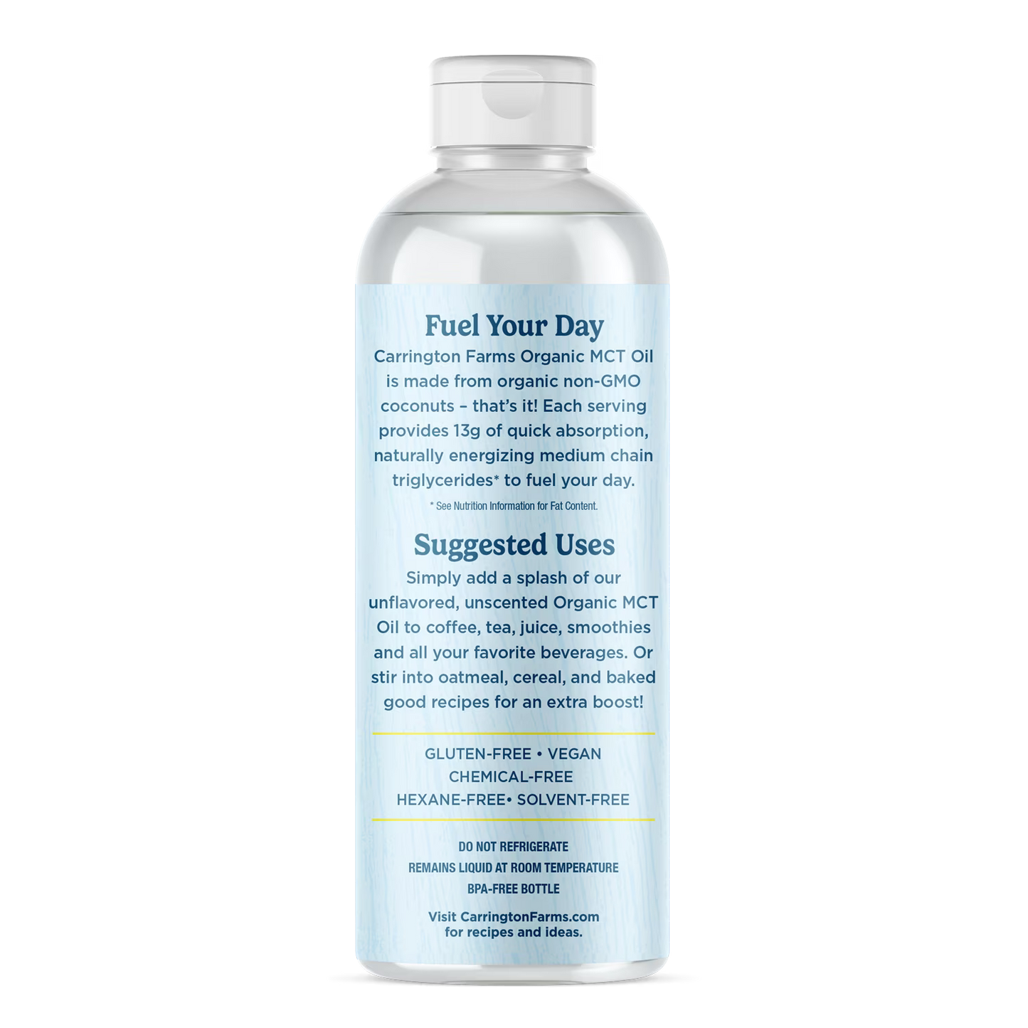 Carrington Farms Organic Medium Chain Triglyceride Oil, 16oz Plastic Bottle