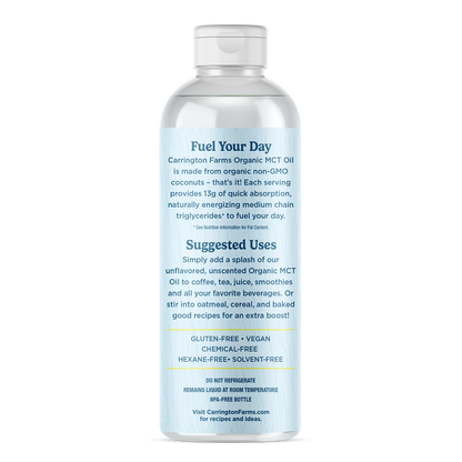 Carrington Farms Organic Medium Chain Triglyceride Oil, 16oz Plastic Bottle