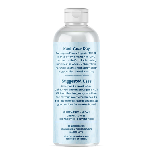Carrington Farms Organic Medium Chain Triglyceride Oil, 16oz Plastic Bottle