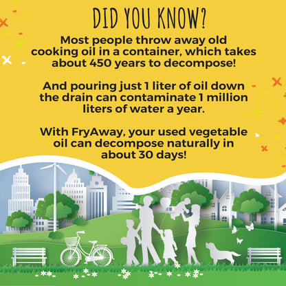 FryAway Super Fry Use Cooking Oil Solidifier Powder, 100% Plant-Based Disposal, For Up To 1.5 Gallons of Oil