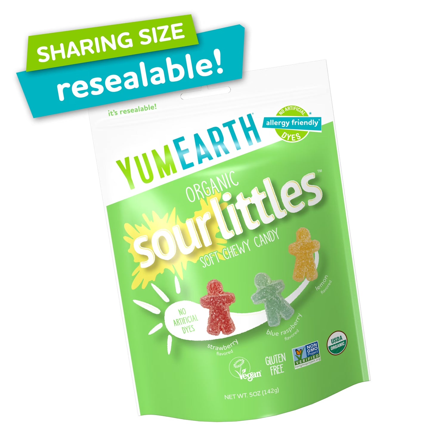 YumEarth Organic Sour Littles, Assorted Flavors Sour Chew Candy, Gluten Free, Shelf-Stable, 5 oz Bag
