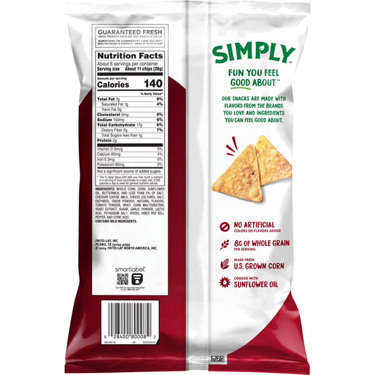 Simply Doritos White Cheddar Nacho Tortilla Chips , 5.5 oz
