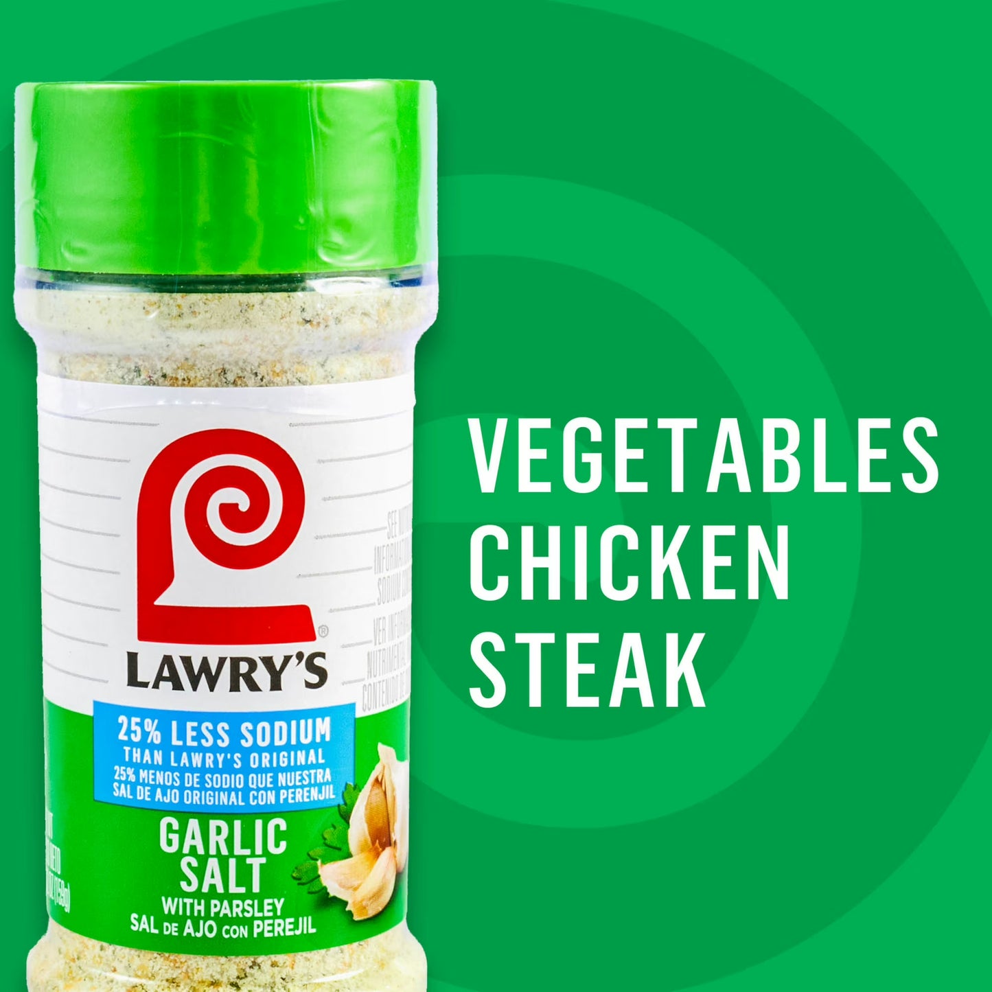 Lawry's Kosher 25% Less Sodium Garlic Salt With Parsley, 5.62 oz Bottle