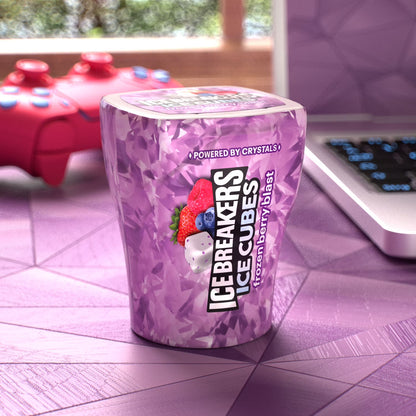 ICE BREAKERS Ice Cubes Frozen Berry Blast Sugar Free Chewing Gum Bottle, 3.24 oz (40 Pieces)