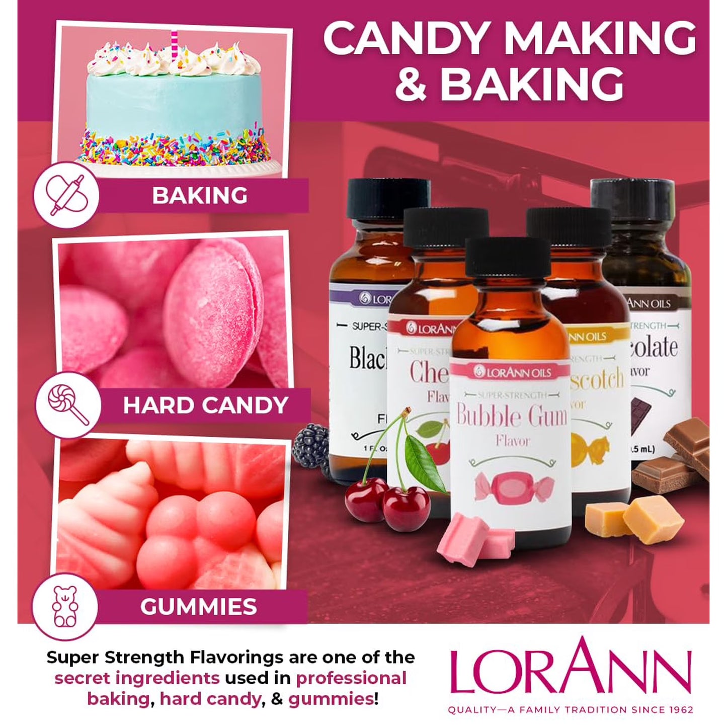 LorAnn Bubble Gum Candy & Baking Flavoring, .125 oz, 2 Bottles