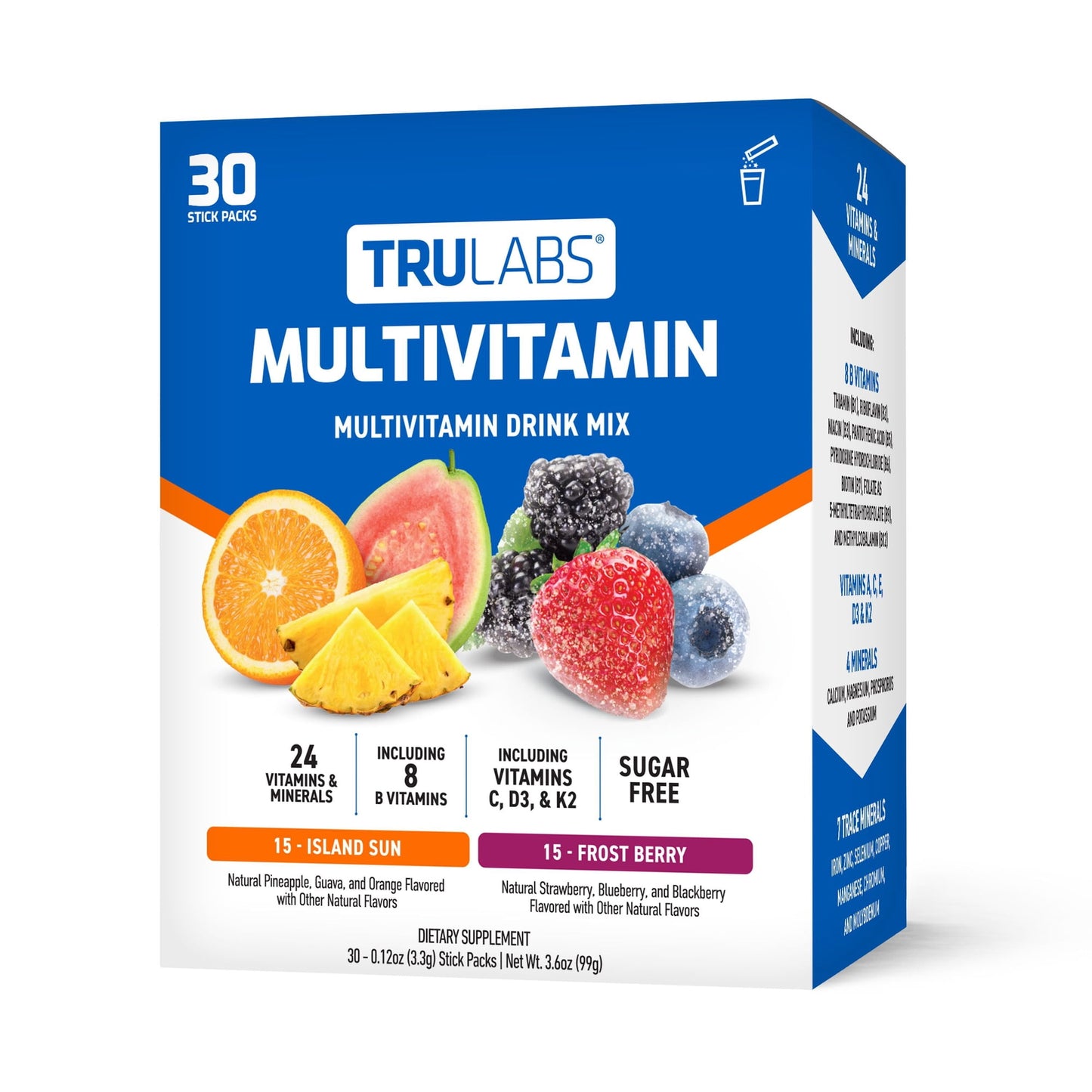 TruLabs Multivitamin Drink Mix Powder Island Sun and Frost Berry 30 ct.