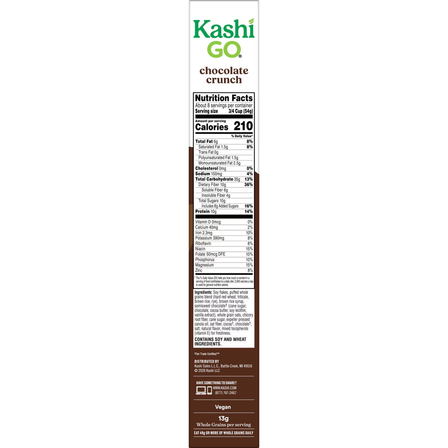 Kashi GO Chocolate Crunch Protein Cereal Box, 16 oz