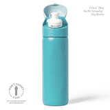 Cirkul 26oz StrawSip Flip Water Bottle, Stainless Steel, Double Wall Insulated, Pacific (Blue)