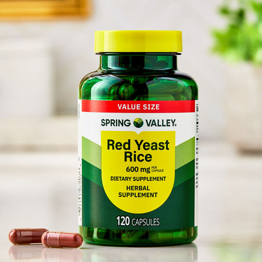 Spring Valley Red Yeast Rice Dietary Supplement Capsules, 600 mg, 120 Count
