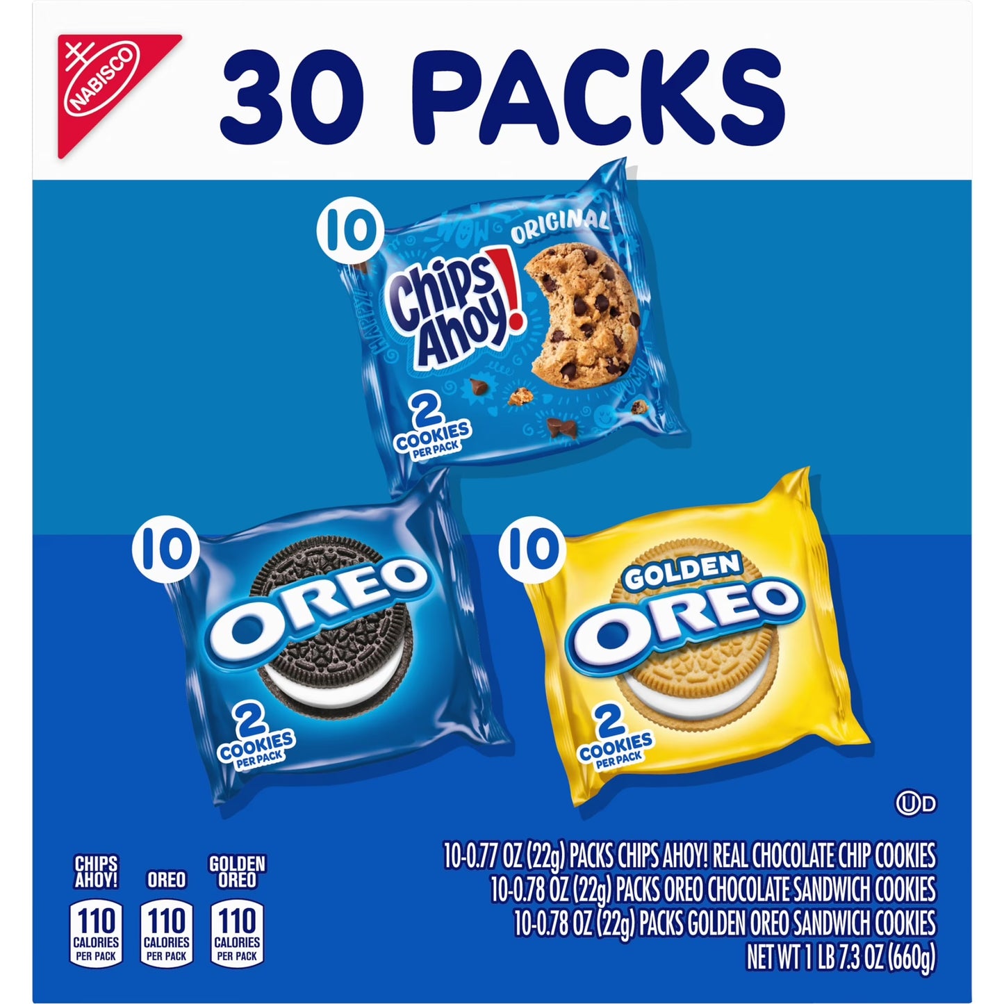 Nabisco Sweet Treats Cookie Variety Pack OREO, OREO Golden & CHIPS AHOY!, 30 Snack Packs