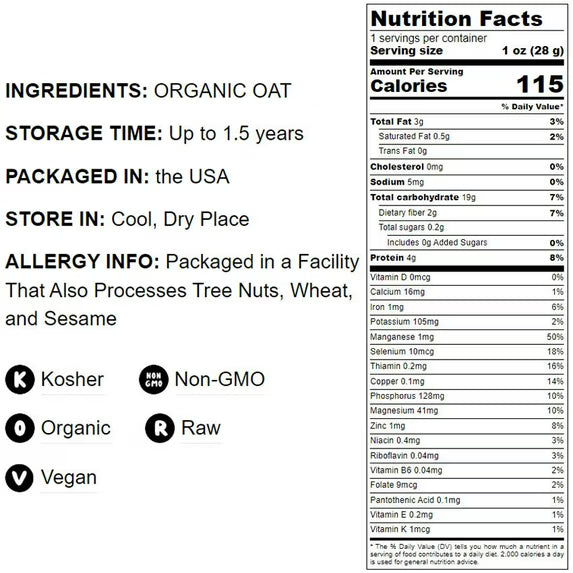 Food to Live Organic Oat Flour, 16 Pounds – Non-GMO, Fine, Kosher, Vegan, Bulk