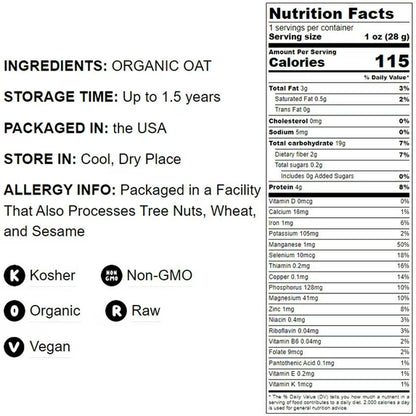 Food to Live Organic Oat Flour, 16 Pounds – Non-GMO, Fine, Kosher, Vegan, Bulk