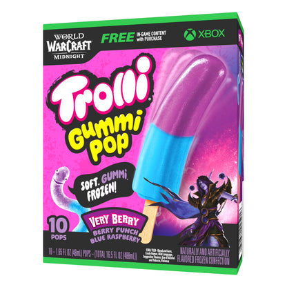 Trolli Frozen Gummi Pops Sour Gummy Candy Frozen Snacks, Very Berry, 10 count