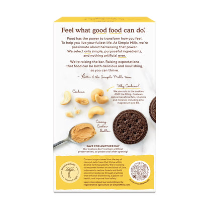 Simple Mills Nut Butter Stuffed Sandwich Cookies, Cocoa Cashew Creme, Gluten-Free, 6.7 oz
