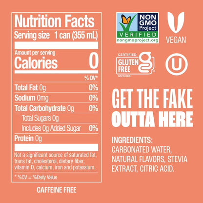 Zevia Zero Sugar, 0 Calorie Peaches and Cream Soda Pop, 12 fl oz, 8 Pack
