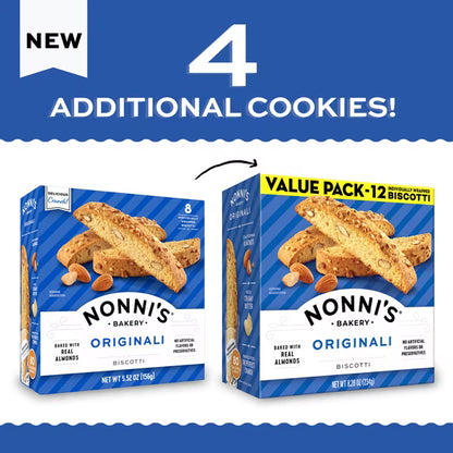 Nonni's Bakery, Originali Almond Biscotti, Individually Wrapped, 8.28oz, 12ct Value Pack