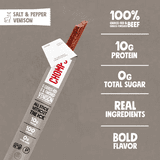(10 pack) Chomps Grass-Fed and Finished Sea Salt & Pepper Venison Jerky Meat Snack, 1.15oz Stick