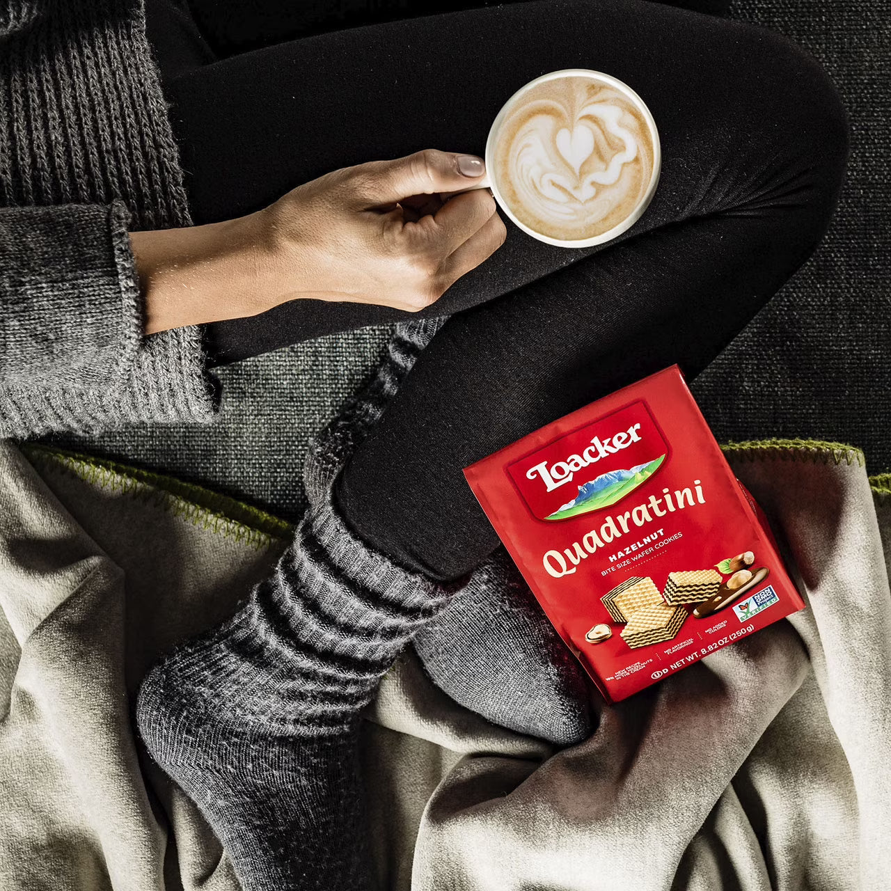 Quadratini Hazelnut, NON-GMO Bite-size Wafer Cookie, 8.82 oz, pack of 6