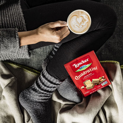 Quadratini Hazelnut, NON-GMO Bite-size Wafer Cookie, 8.82 oz, pack of 6