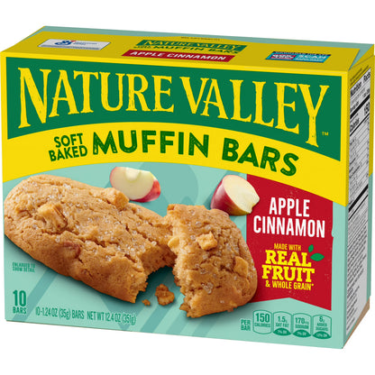 (6 pack) Nature Valley Soft Baked Muffin Bars, Apple Cinnamon, Snack Bars, 10 Bars, 12.4 oz