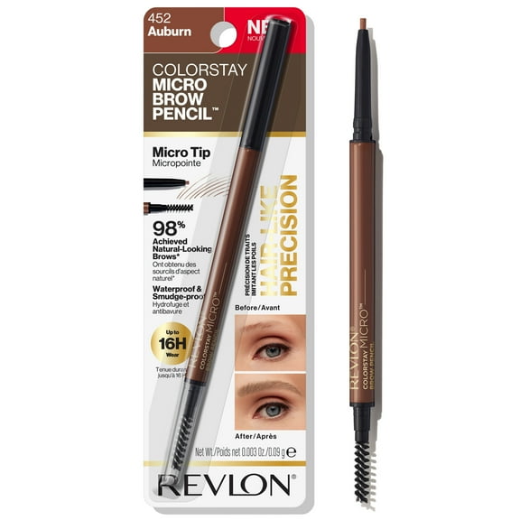 Revlon ColorStay Micro Waterproof and Long Wearing Eyebrow Pencil, 452 Auburn, 0.003 oz