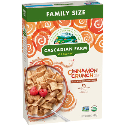 Cascadian Farm Organic Cinnamon Crunch Cereal, Family Size, 14.5 oz