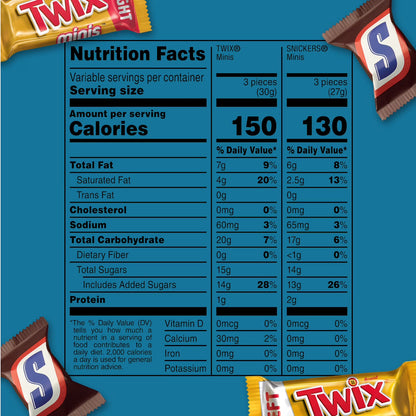 Snickers & Twix Minis Milk Chocolate Bars Variety pack, Party Size - 23.19 oz Bulk Bag