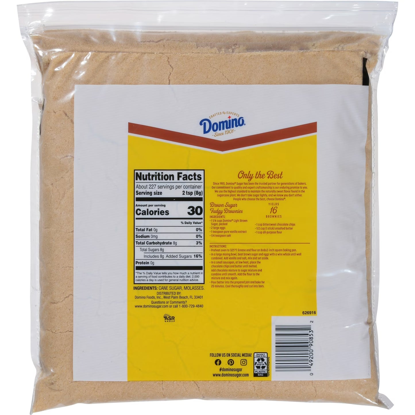 Domino Premium Pure Cane Light Brown Sugar 4# Zipper-Pak