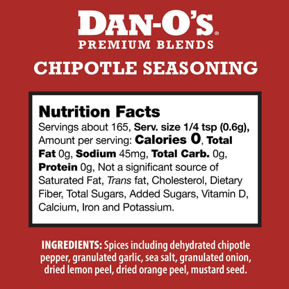 Dan-O's Chipotle Seasoning - All-Purpose Seasoning - Great for grilling & smoking anything - Small bottle (3.5 oz)