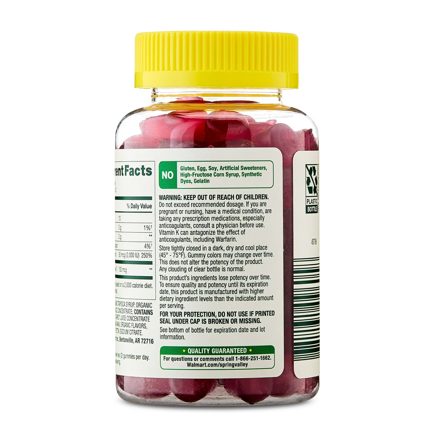 (3 pack) Spring Valley Vitamin K2 + Vitamin D3 Gummies, Mixed Berry, 60 Count, Supplement for Bone and Immune Health