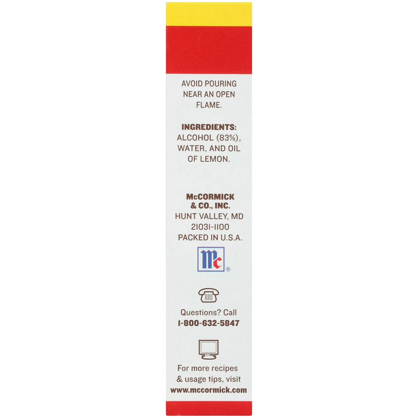 McCormick Non-GMO Gluten Free Pure Lemon Extract, 2.0 fl oz Box