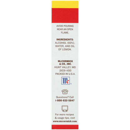McCormick Non-GMO Gluten Free Pure Lemon Extract, 2.0 fl oz Box