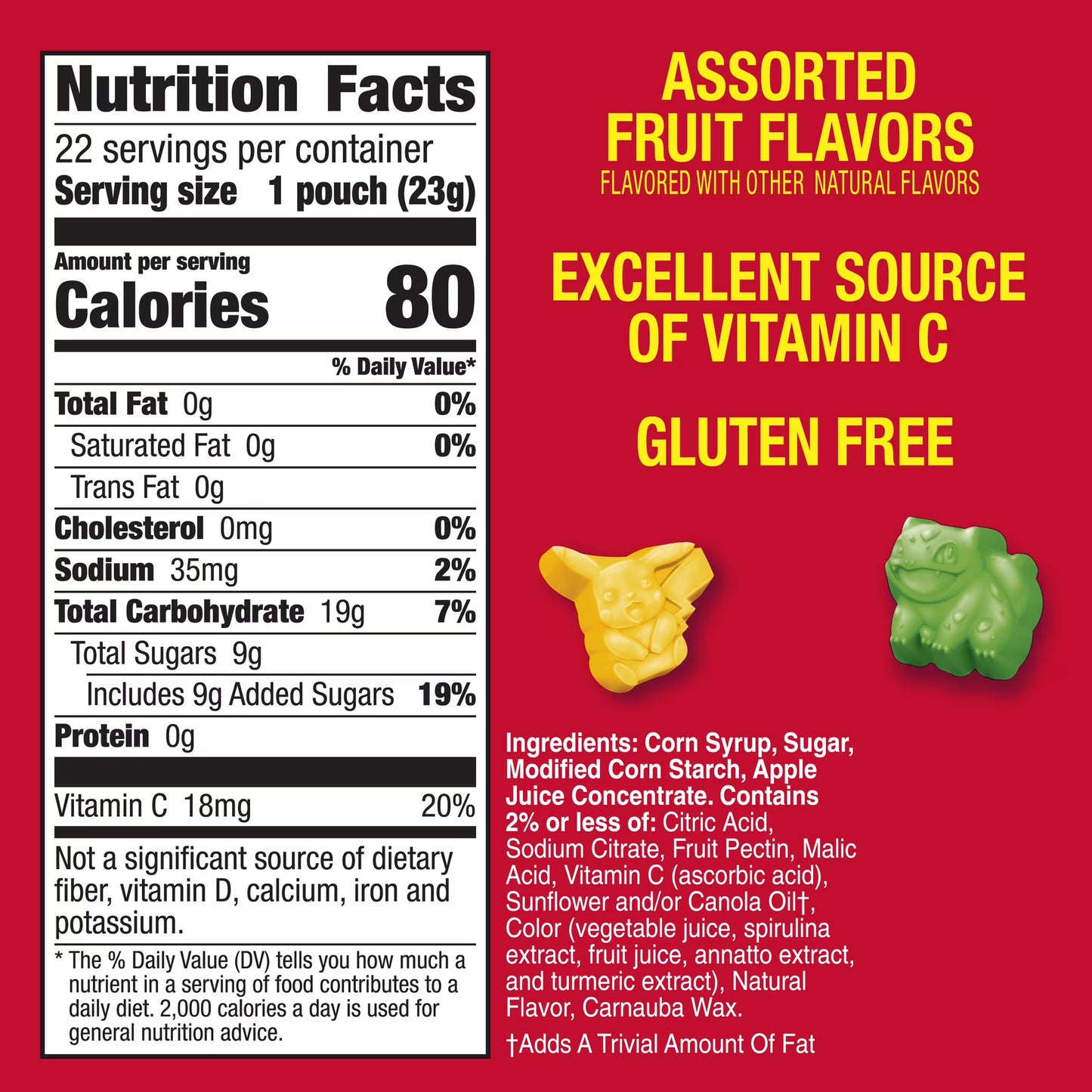 (2 pack) Pokemon Fruit Flavored Snacks, Fat Free and Gluten Free, Value Pack, 17.6 oz, 22 Pouches