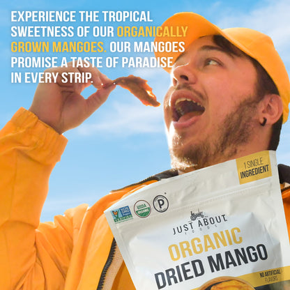 Just About Organic Dried Mango, Healthy Snack, 1 Lb