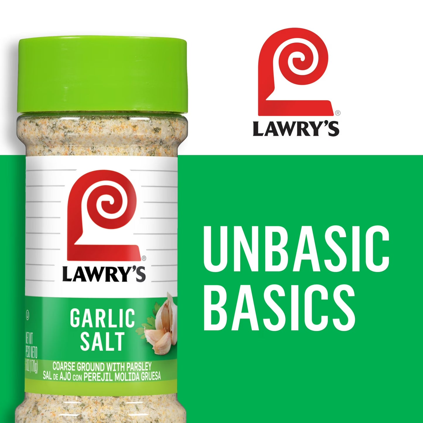 Lawry's Kosher Coarse Ground With Parsley Garlic Salt, 6.0 oz Bottle