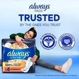 Always Ultra Thin Overnight Pads with Wings, Size 4, Overnight, 16 Count