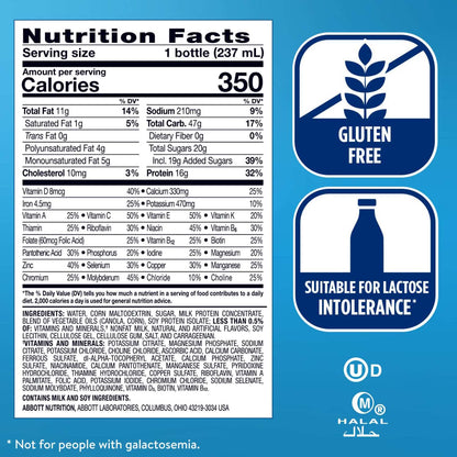 Ensure Plus Meal Replacement Nutrition Shake, Vanilla, 16g Protein, 8 fl oz - 16 Pack