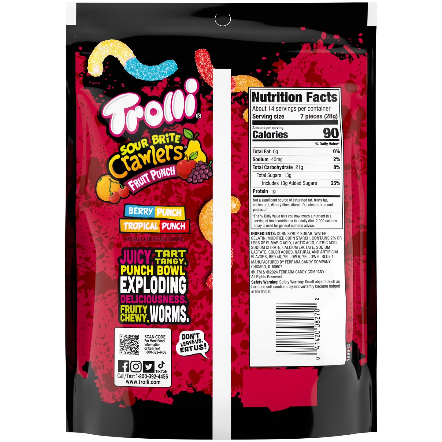 Trolli Fruit Punch Sour Brite Crawlers 14 Ounce Bag