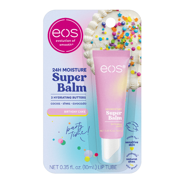 eos 24H Moisture Super Balm Birthday Cake, Hydrating Lip Treatment, 0.35 fl oz