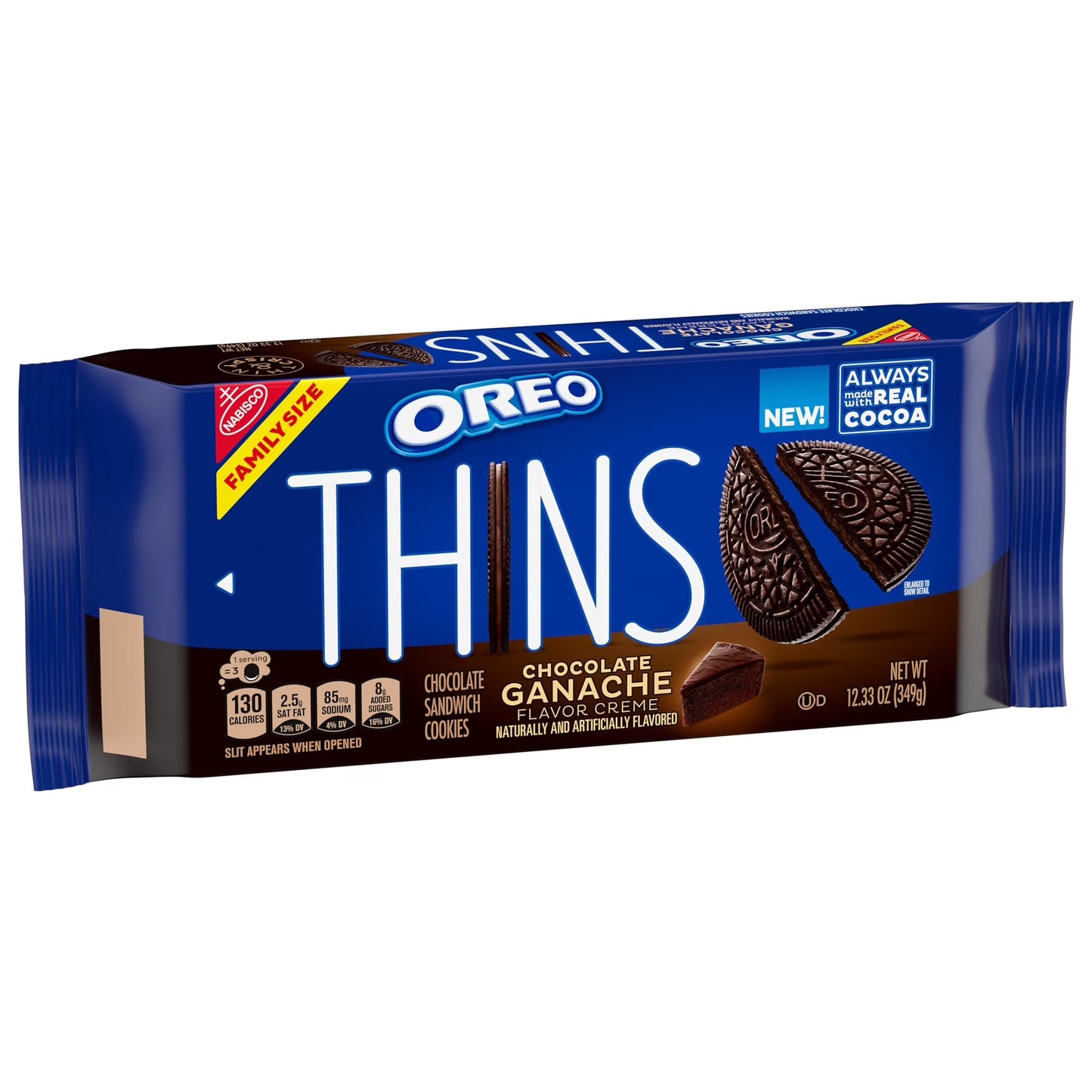 OREO Thins Chocolate Ganache Creme Chocolate Sandwich Cookies, Family Size, 12.33 oz