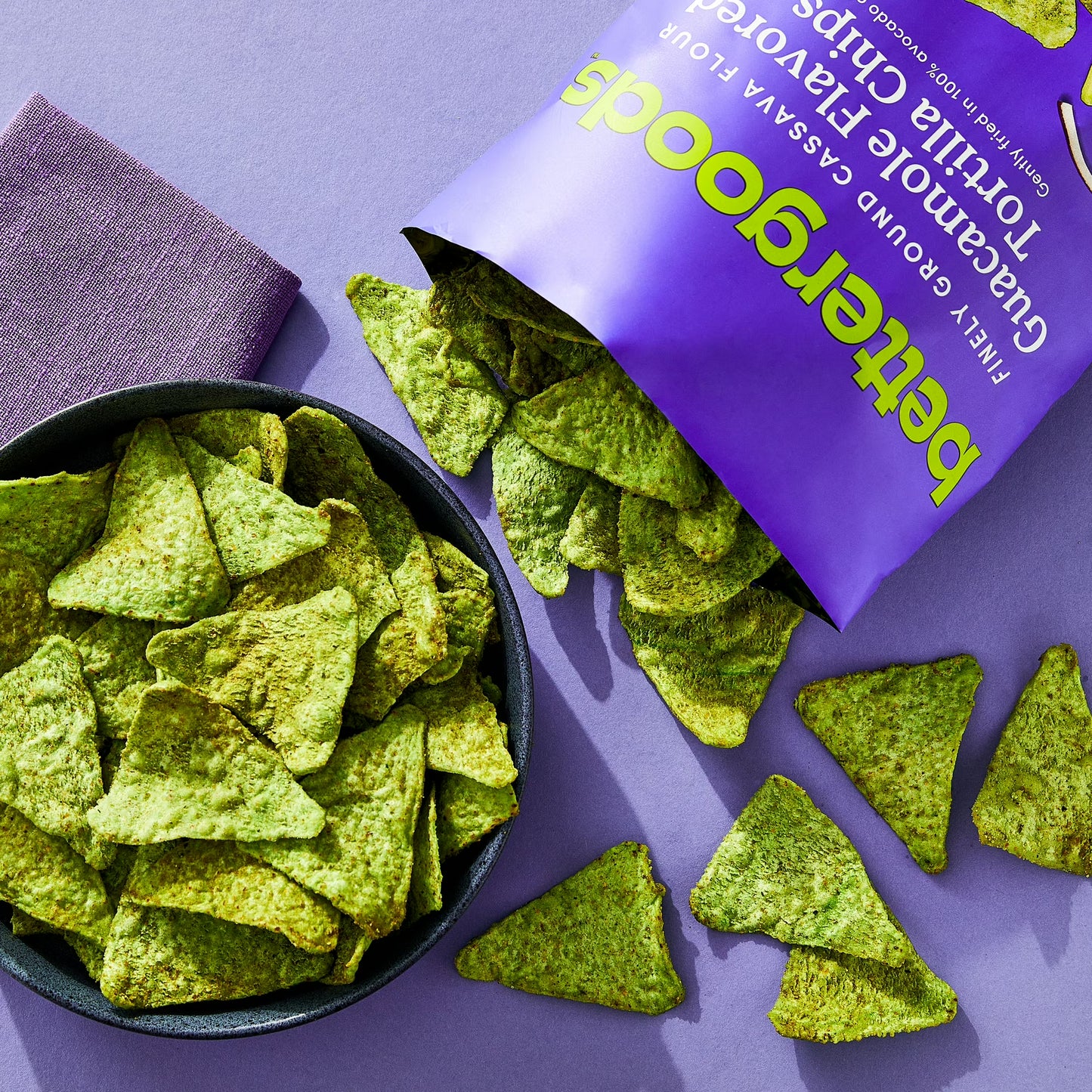 bettergoods Finely Ground Cassava Flour Guacamole Flavored Tortilla Chips, 10 oz