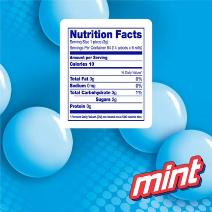 (2 pack) Mentos Peppermint Chewy Mint Candy Roll, 1.32 oz, pack of 6