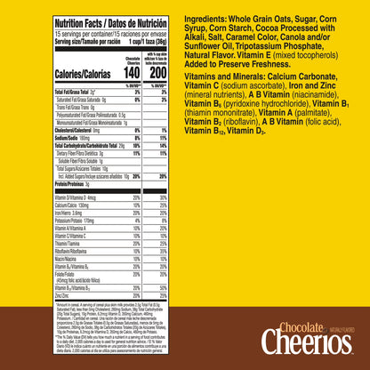 Chocolate Cheerios, Heart Healthy Gluten Free Breakfast Cereal, Family Size, 19.2 oz